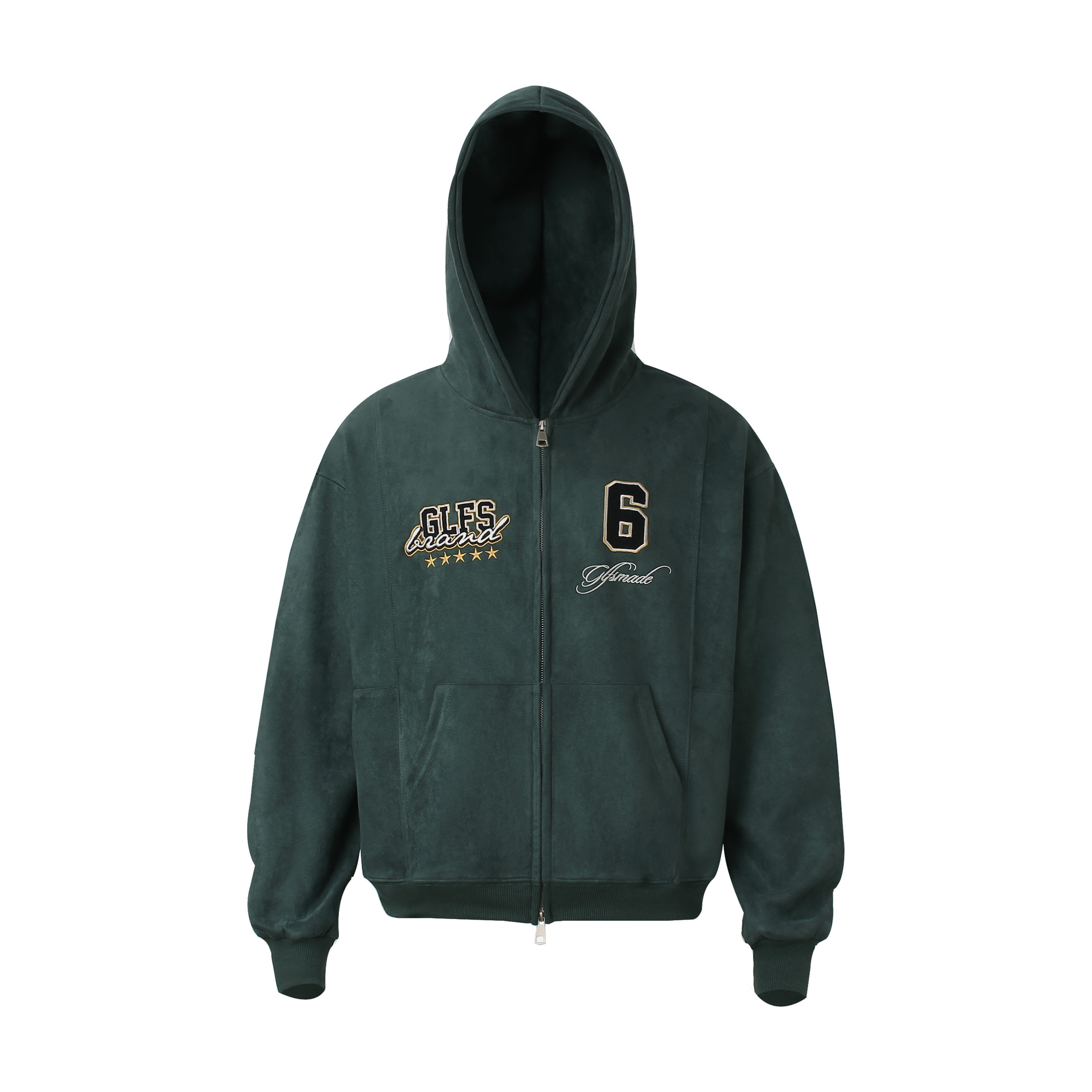 Streetwear Men Oversized Cropped Patterned Hood Zip Sweatshirt
