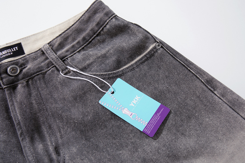 Streetwear Hip-Hop Style Gradient Color Wide-Leg Denim Pants Straight Leg Design Retro Knife-Edge Floor-Length Trousers