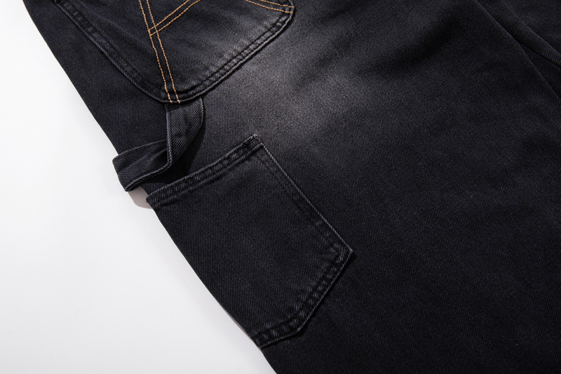 Loose Washed Multi-Pocket Straight Leg Wide Leg Jeans Unisex Loose Versatile Drapey Long Pants