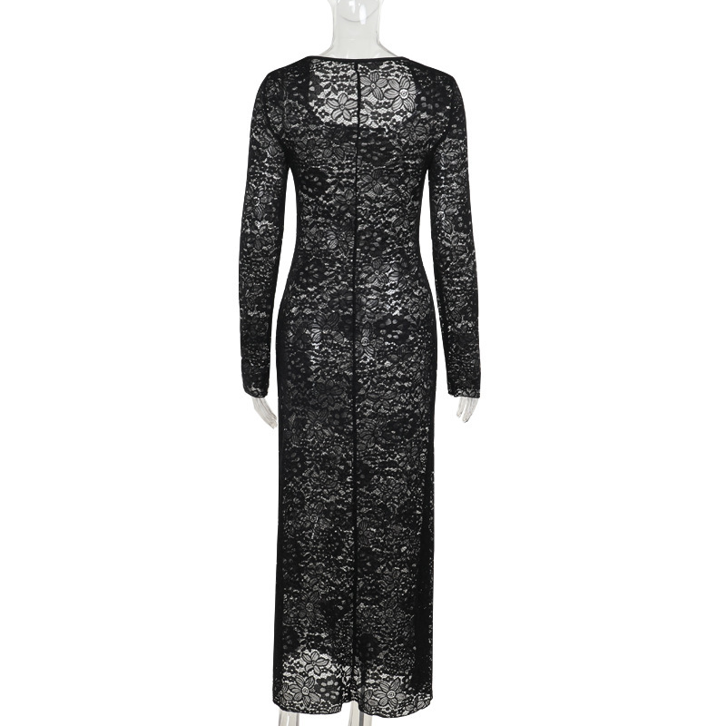 Square Neck Full Sleeve Split Dress