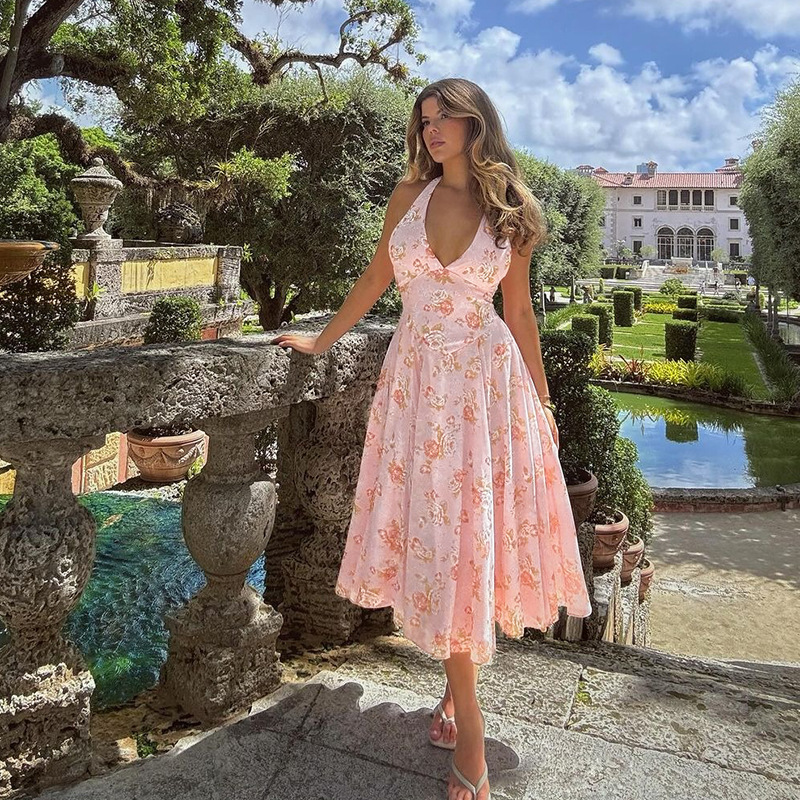 Women's Bodycon Sleeveless High Waist Patterned Polyester Dress