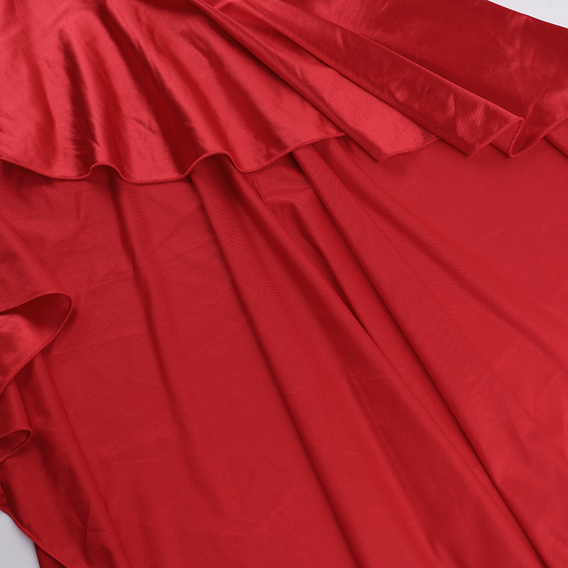 One-Shoulder Sleeveless Flounced Hem Polyester Spandex Dress