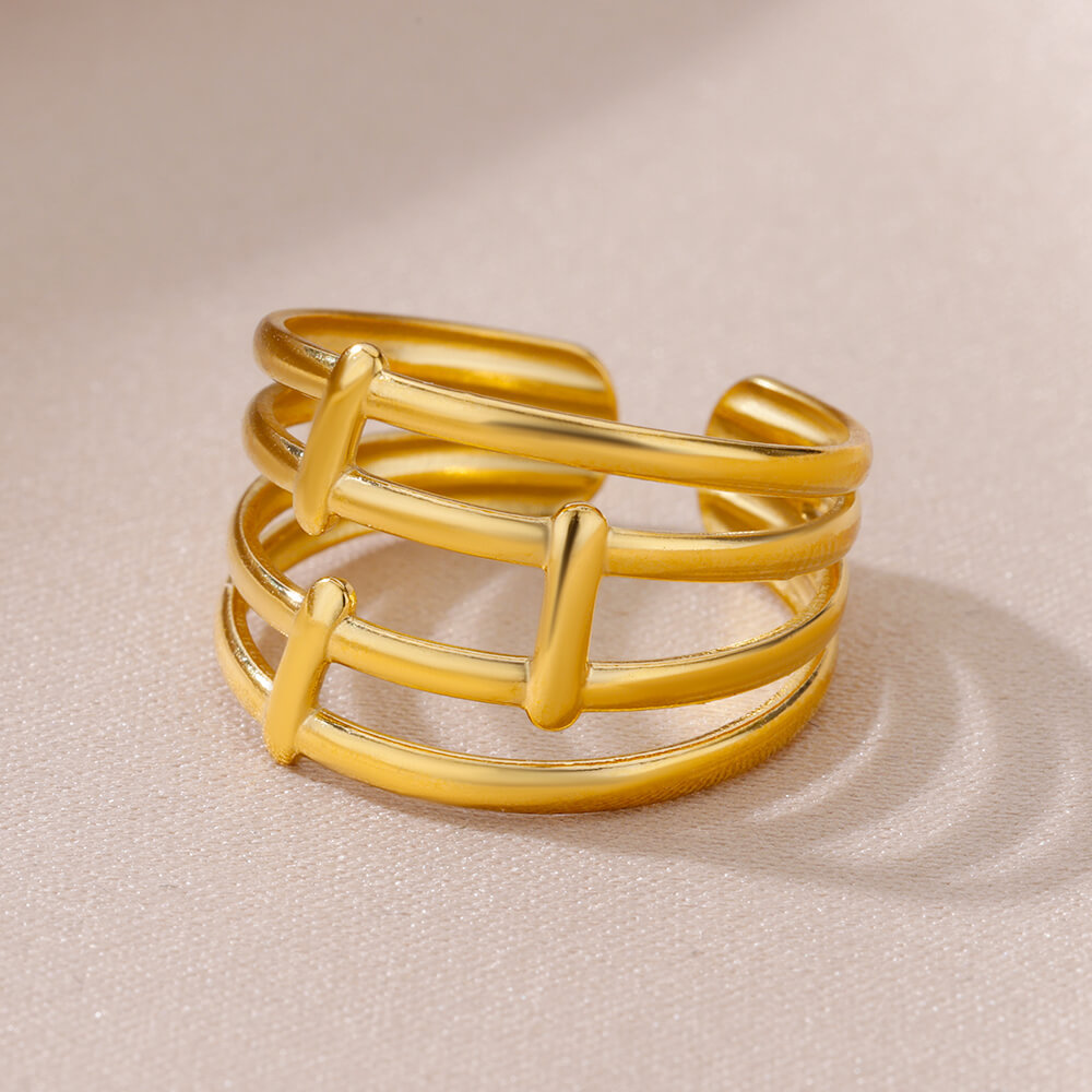 Unisex Silver Cutout Chunky Ring