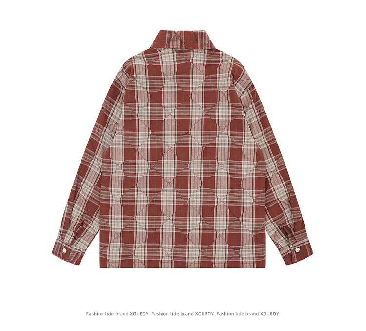 Man's Burgundy Gingham Pin-Tucked Cuffed Shirt