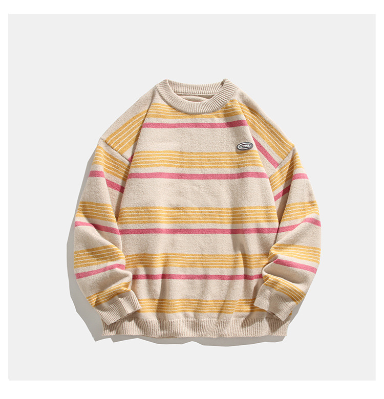 Loose Fit Japanese Workwear Color Block Sweater