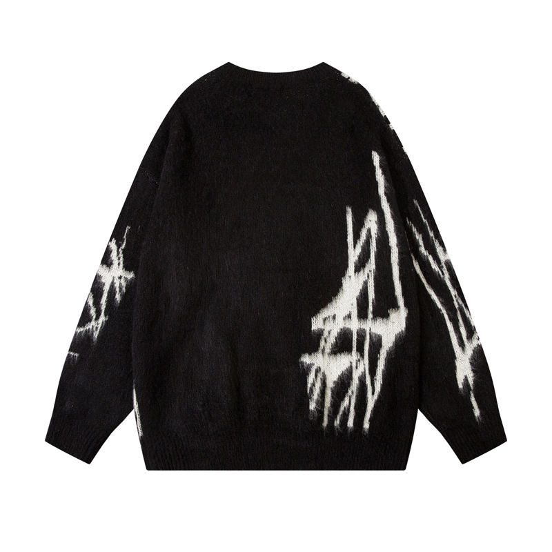Slouchy Long Sleeve Cotton Polyester Crew Collar Sweater