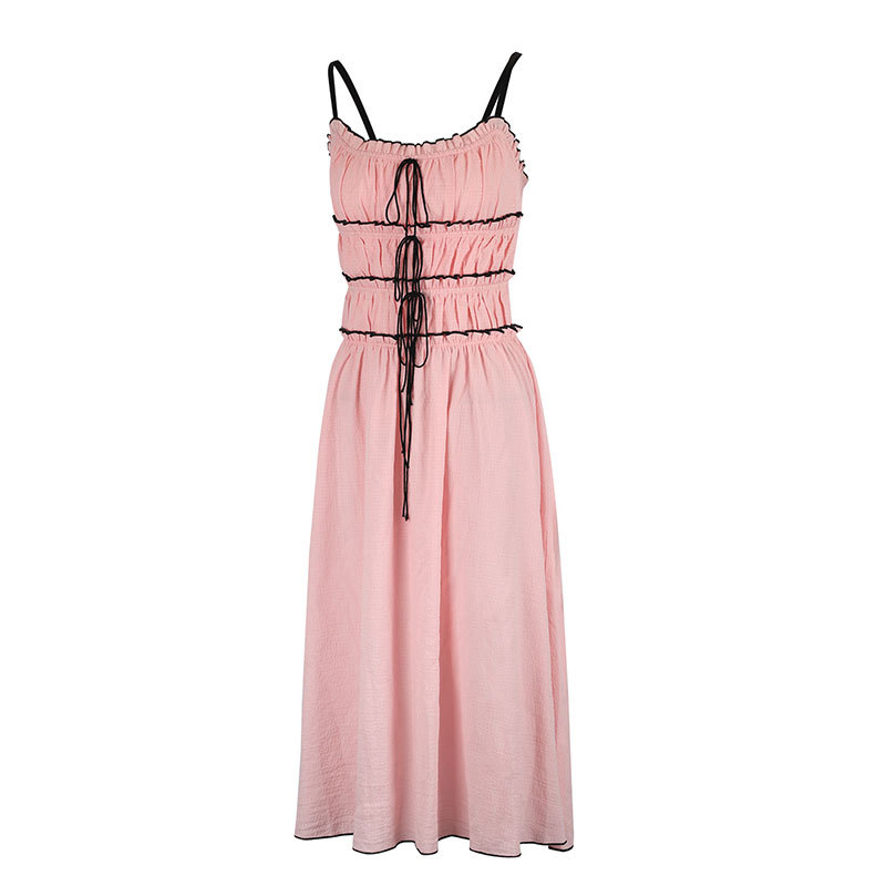 Bandeau Bow Accordion Midi Dress