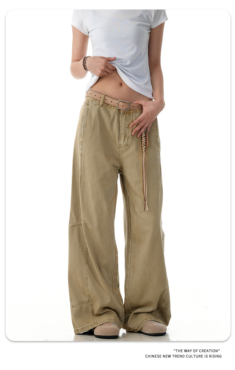 Loose Workwear Casual Pants for Men and Women Design Sense Loose Wide-Leg Straight Trousers
