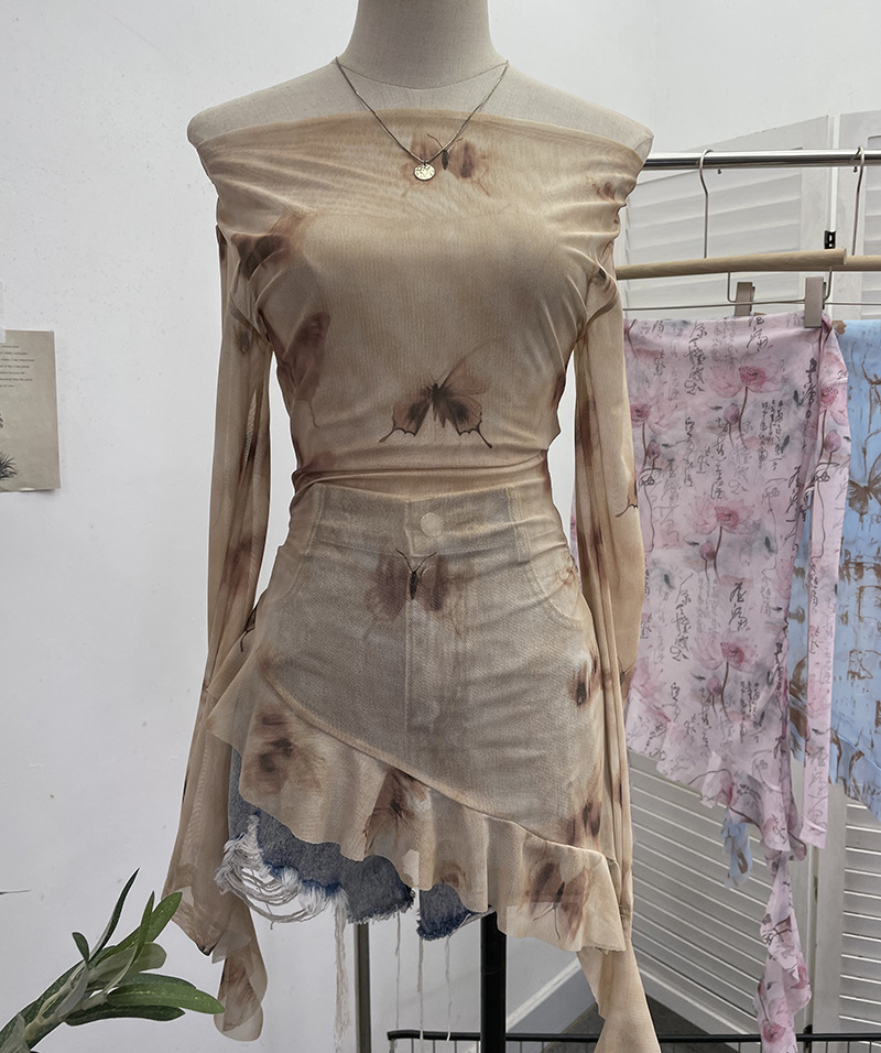 Flirty Asymmetrical Gathered Long Sleeve Top