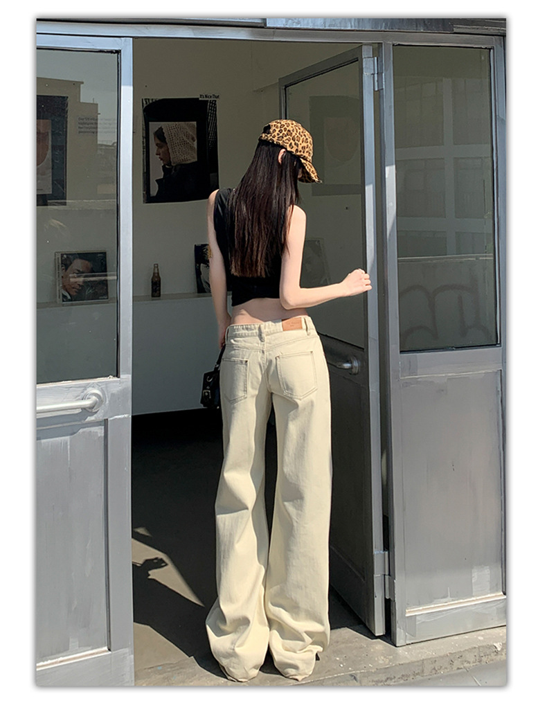 Women's Low Waist Wide Leg Jeans Summer Loose Slim Straight Pants