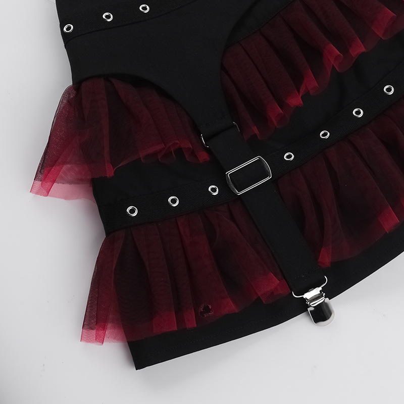 Ladies' Edgy Polyester Color Block Mini Skirt