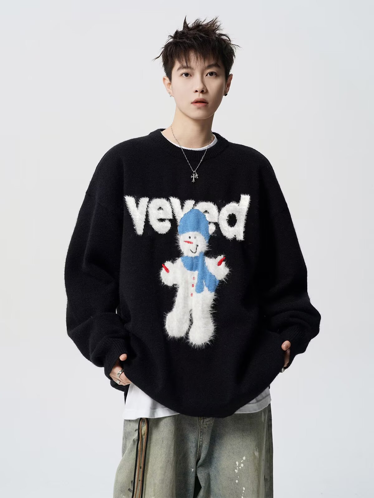 Holiday Frosty Alphabet Jacquard Sweater