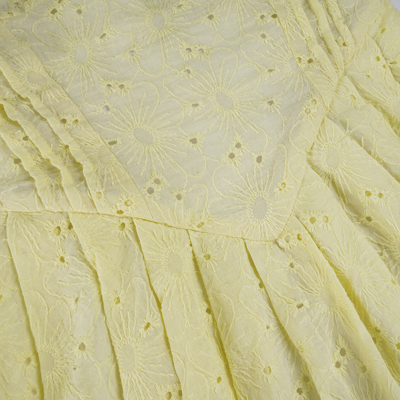 Charming Solid Cotton Mini Vee Neckline Low-Waist Dress