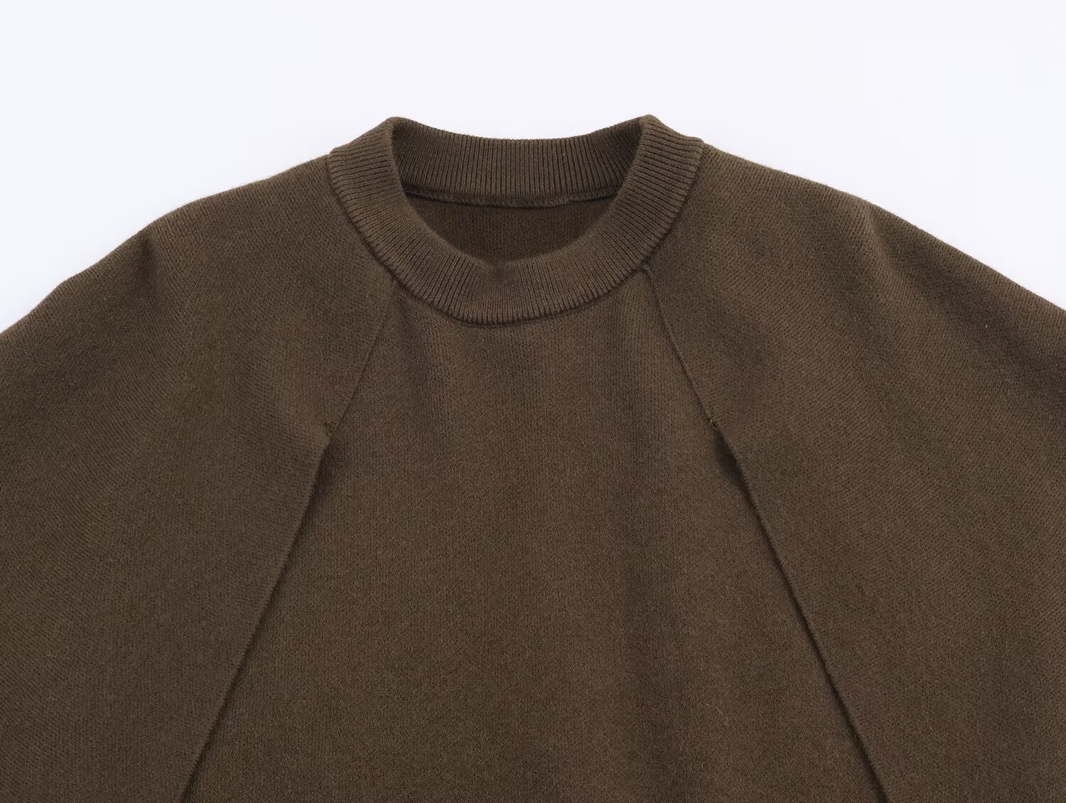 Polyester Plain Tiered Batwing Collarless Sweater