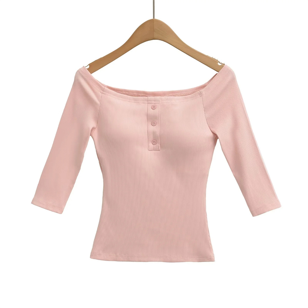 Sexy Slim Three-Quarter Scoop Neck Bodysuit