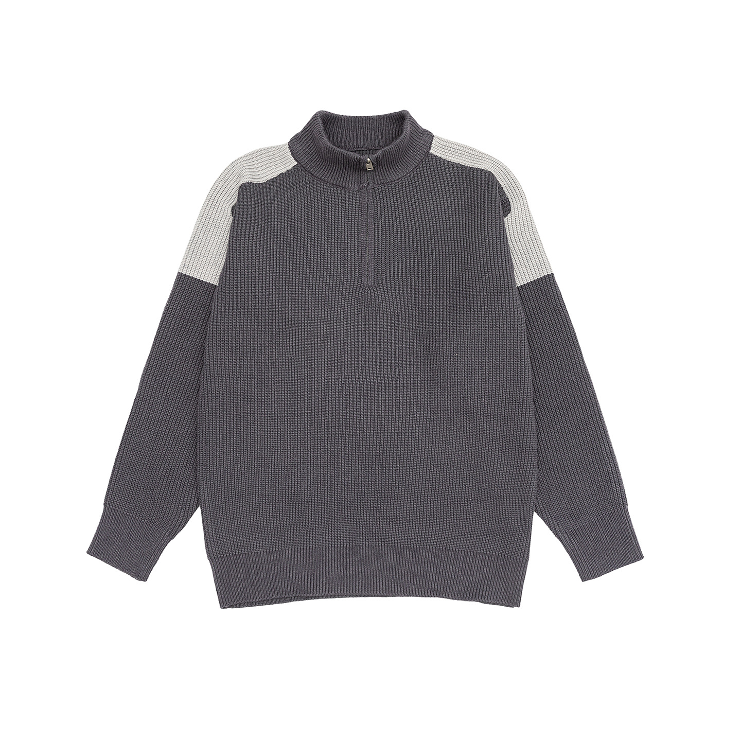 Unisex Loose Fit Long Sleeve Funnel Neck Sweater