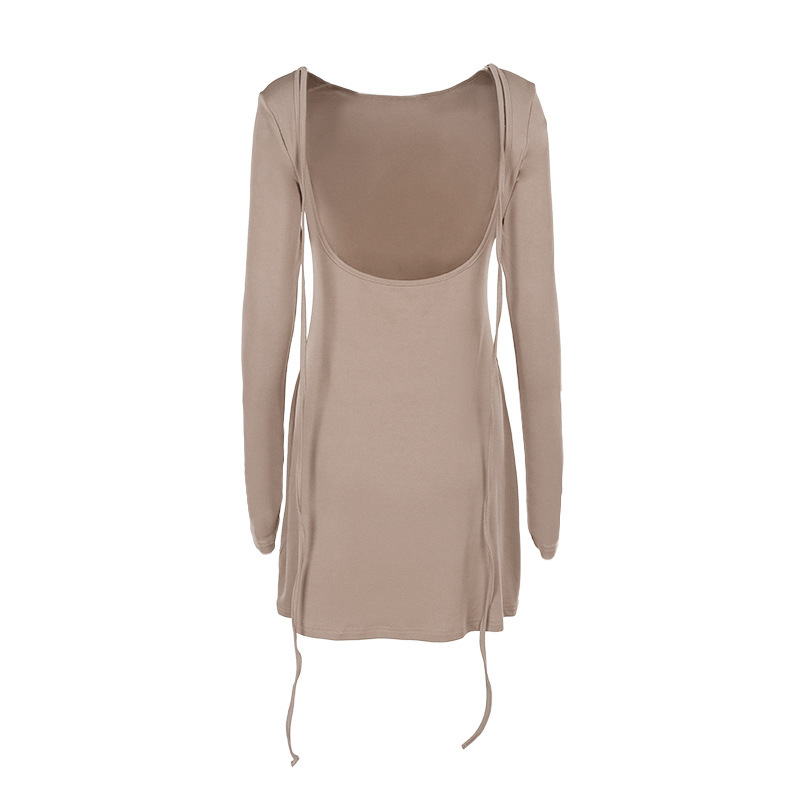 Long Sleeve Round Neck Polyester Dress