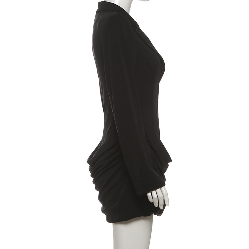 Long Sleeve Plunging Neckline High Rise Mini Dress