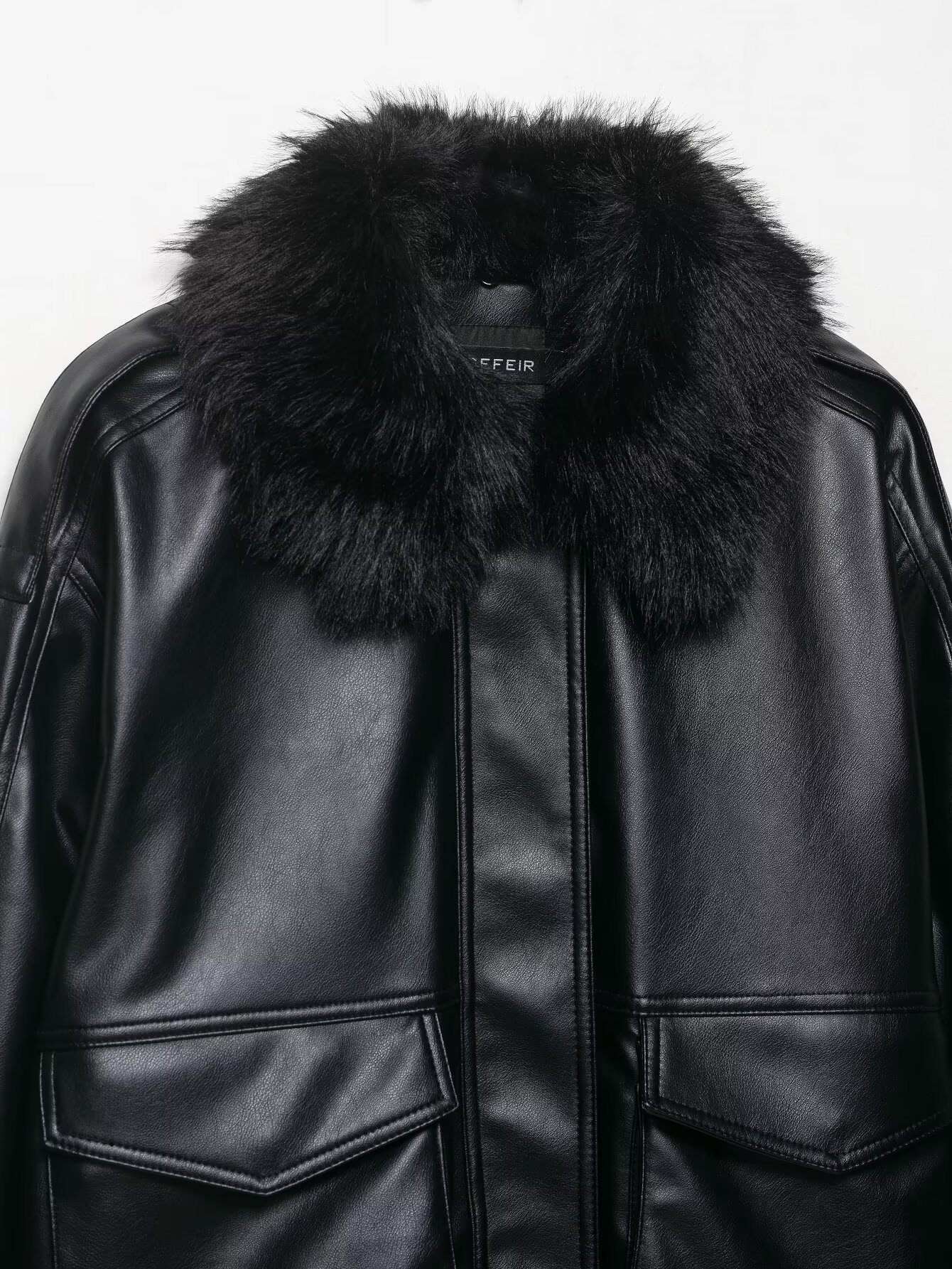 Detachable faux fur effect collar jacket