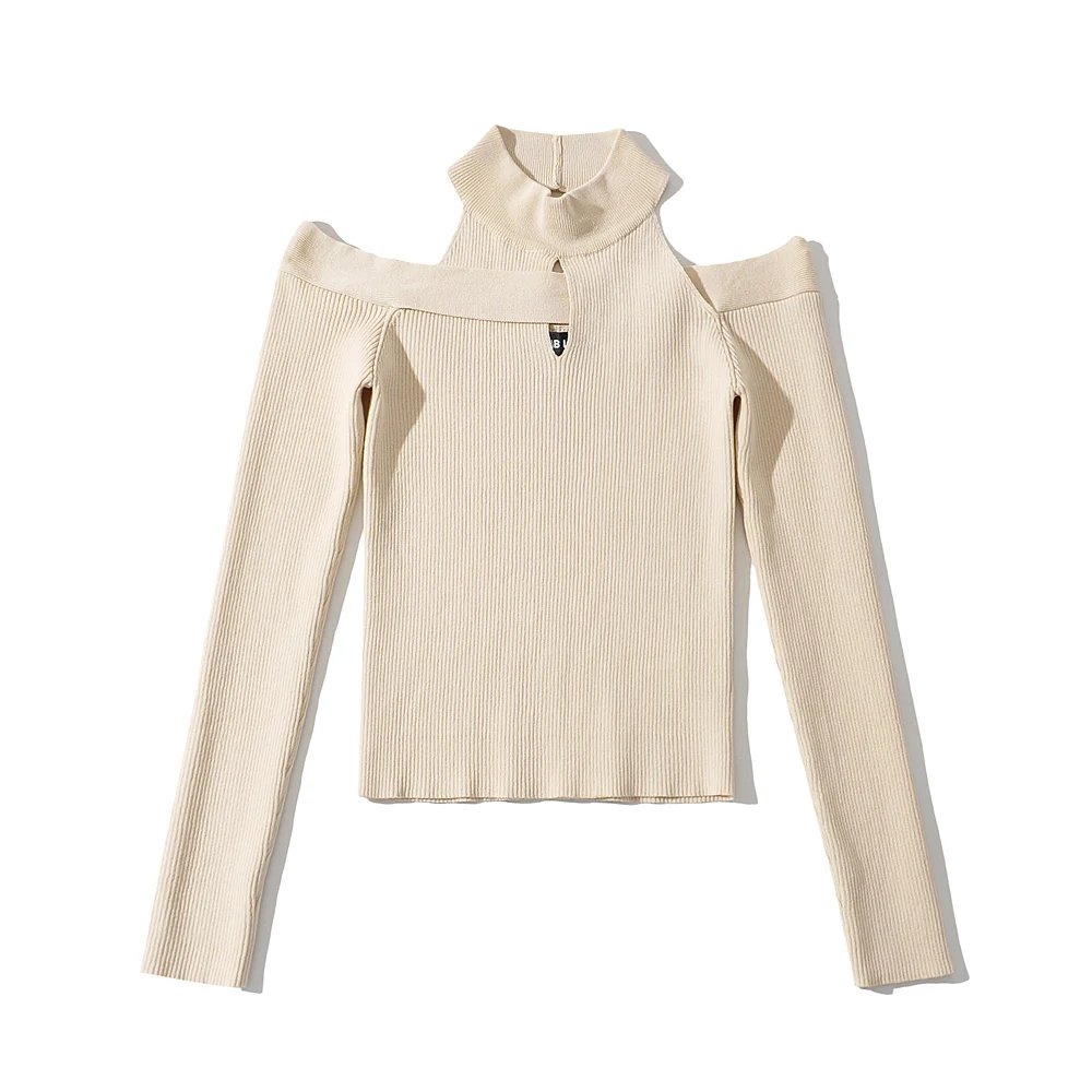 Blush Spandex Upper Arm Cutout Wrap Sweater