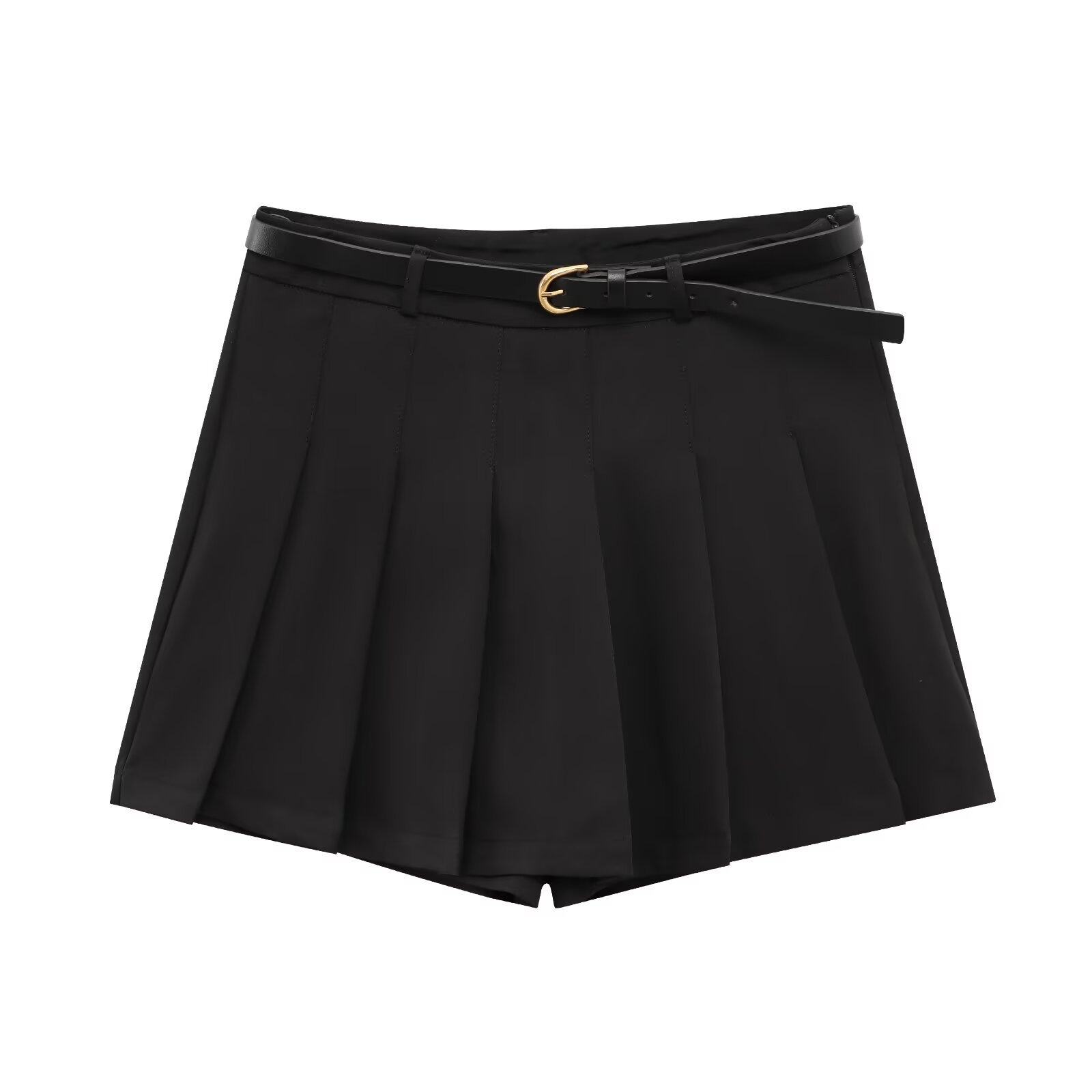 Women's Wide Pleated High Waist Casual Trousers with Belt