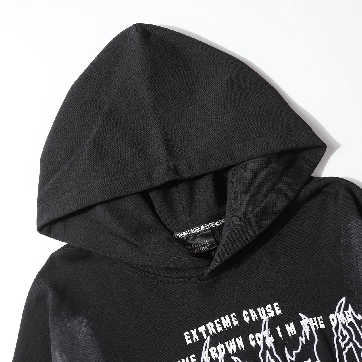 Alphabet Print Long Sleeve Cotton Hoodie