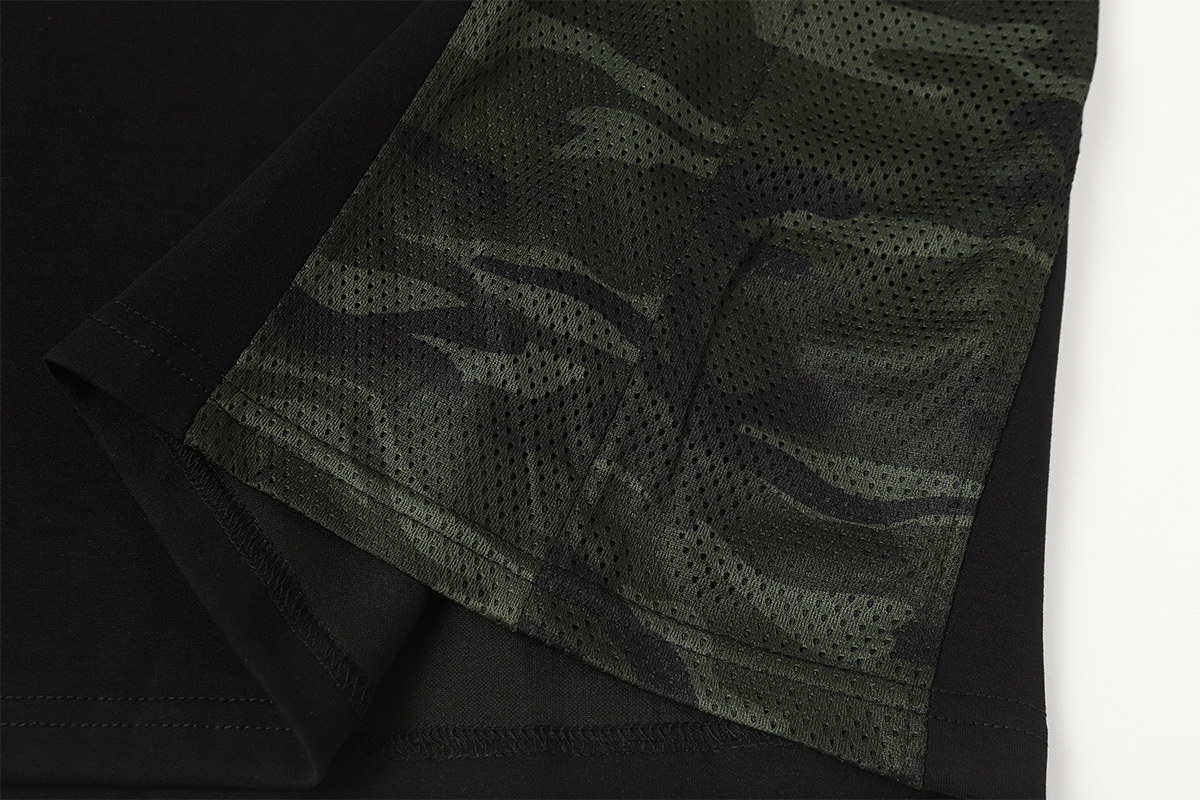 Man's Cotton Military Print Paneled Collared Sweatshirt