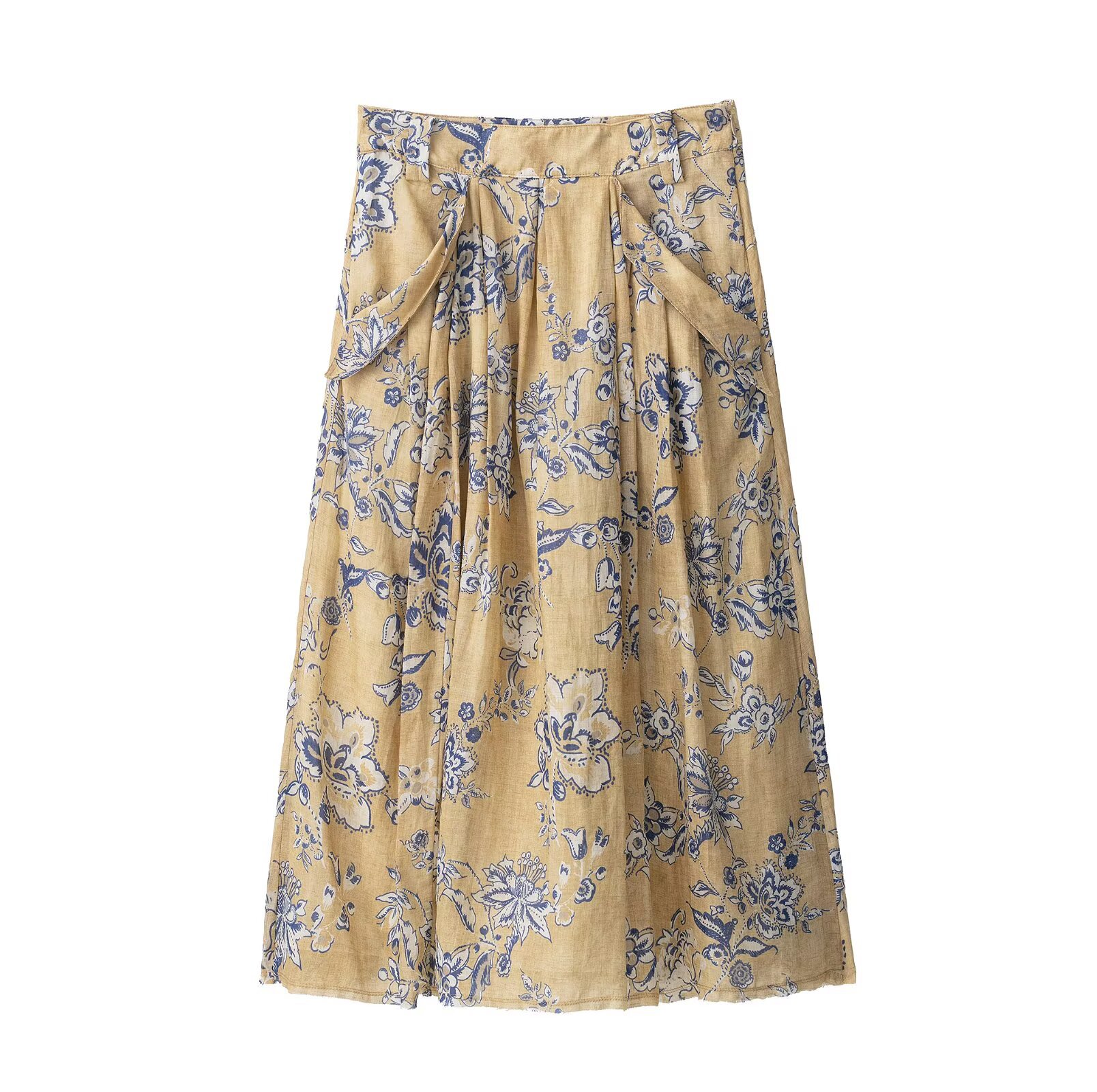 Ladies Vintage Patterned Utility Knee Length Skirt