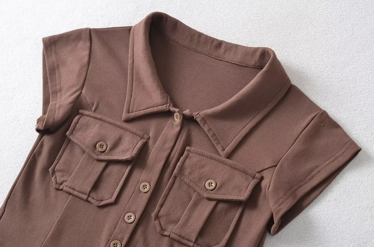 Ladies Half Sleeve Notch Collar Cardigan Tee