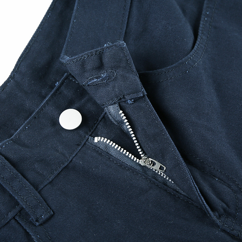 Solid color versatile loose fit slimming low waist jeans