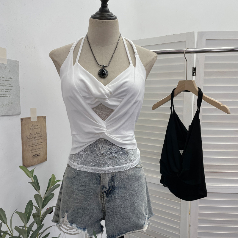 Solid Color Sexy Asymmetric Wrap Top