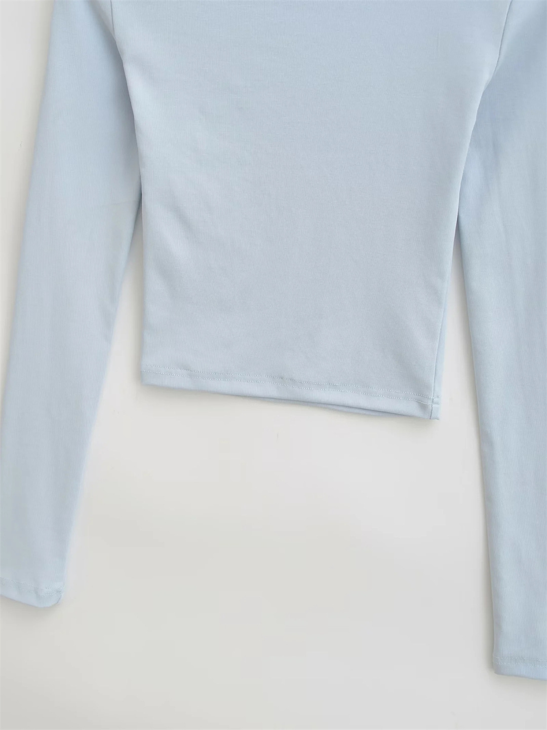 Slim Plain Mock Turtleneck Long Sleeve Belly Tee