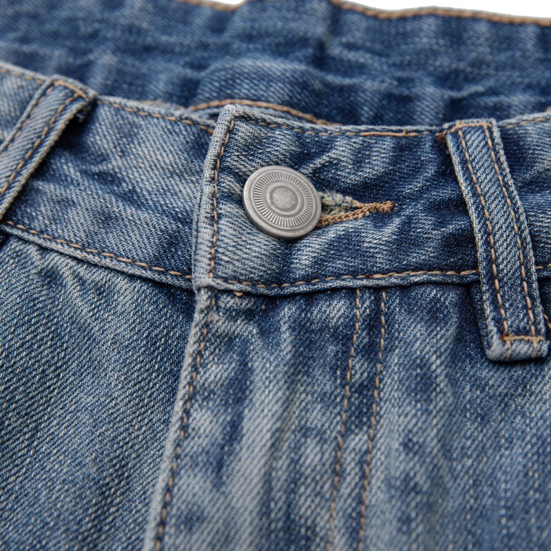 Patchwork Ripped Washed Denim Pants Men Casual All-Match Vintage Look