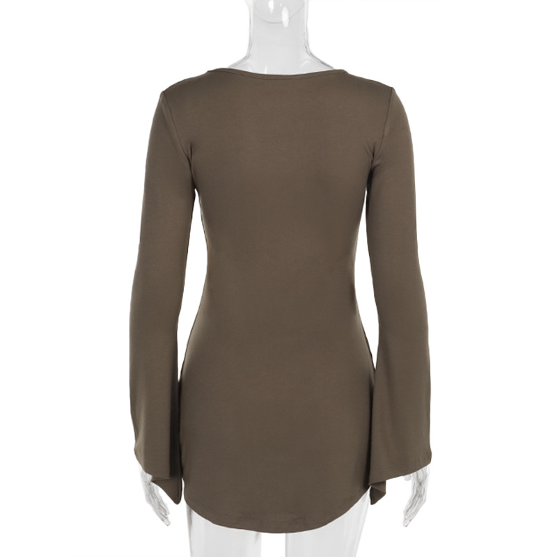 High Waist Bodycon Full Sleeve Polyester Dress