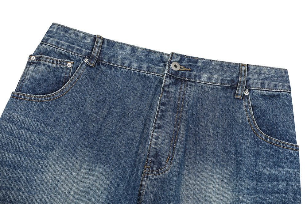 Vintage Men's Jeans, Distressed Patchwork Knife Cut Pants, Casual Loose Fit, Men's Bottoms