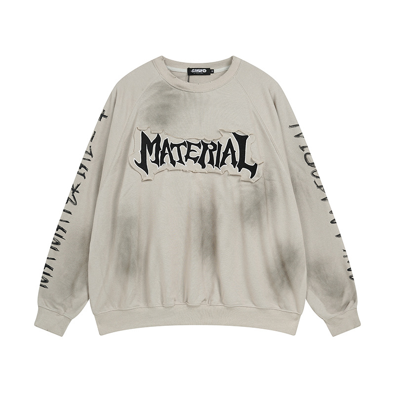 American Retro Cotton Loose Fit Letter Hoodie