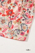 Multicolour Floral Print Frilled Neck Puff Sleeve High Waist Dress - Image 14