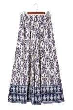 Blue Ethnic Print High Waist Wide Leg Loose Pants - Image 14