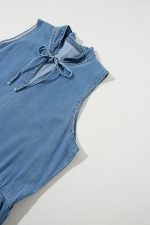 Blue Sleeveless Tiered Chambray Maxi Dress - Image 6