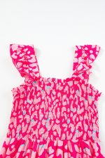 Pink Leopard Ruffle Straps Smocked High Waist Maxi Dress - Image 6