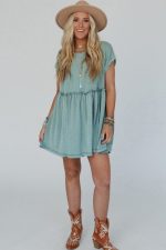 Canton Textured Patched Pocket Frilly Mini Dress - Image 6