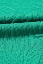 Sea Green Jacquard Textured Quarter Zipper Pop of Color Neckline Dress - Image 15