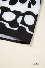 Black Abstract Print V Neck Puff Sleeve Mini Dress - Image 12