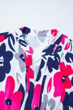 Rose Floral Print Notched Neck Flutter Sleeve Mini Dress - Image 7