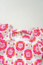 Rose Floral Print Layered Ruffle Sleeve Mini Dress - Image 11