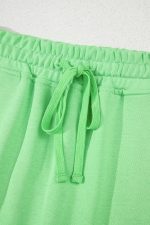 Light Green French Terry Drawstring Mini Skort with Pockets - Image 9