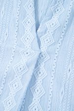 Beau Blue Split V-Neck Jacquard Eyelet Mini Dress - Image 12
