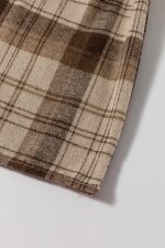 Beige Plaid Patchwork High Waist Sweatshirt Mini Dress - Image 13