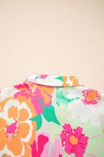 Pink Floral Puff Sleeve Collar Buttoned Babydoll Dress - Image 11
