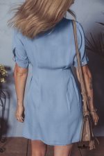 Myosotis Pleated High Waist Short Sleeve Shirt Dress - Image 2